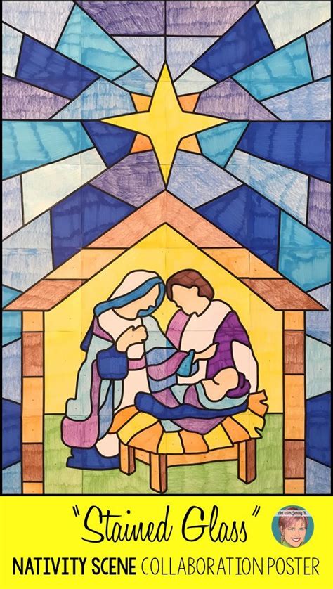 "Stained Glass" Nativity Scene collaboration poster. This activity allows several children to ...