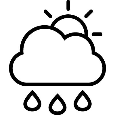 Rainy day weather symbol of cloud sun and drops outlines ⋆ Free Vectors, Logos, Icons and Photos ...