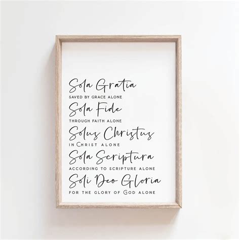 The 5 Solas Print Five Solas Print Reformed Theology Print Reformation Print Soli Deo Gloria ...