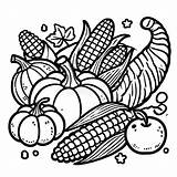 Simple Cornucopia Coloring Page For Thanksgiving Stock Illustration  sketch template