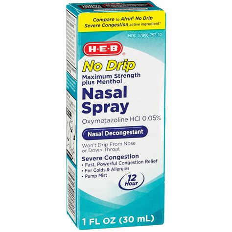 H-E-B No Drip Maximum Strength plus Menthol Nasal Spray - Shop Sinus ...