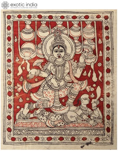 Apsara Dancing on Vamana | Kalamkari Painting | Exotic India Art