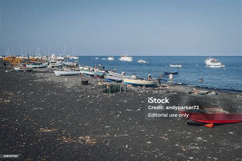 Black Sand Beaches Of Stromboli Italy Stock Photo - Download Image Now - Beach, Black Color ...