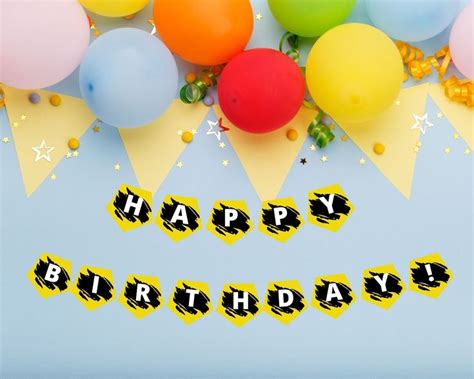 Birthday Banner in Yellow and Black Digital Banner Printable - Etsy in 2022 | Digital banner ...