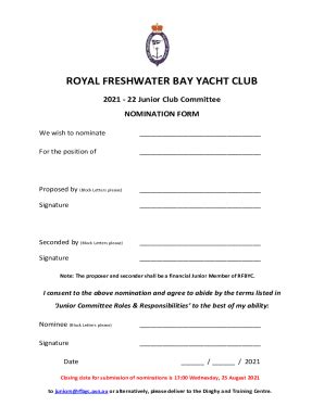 Fillable Online rfbyc asn Membership proposal form - Royal Freshwater ...