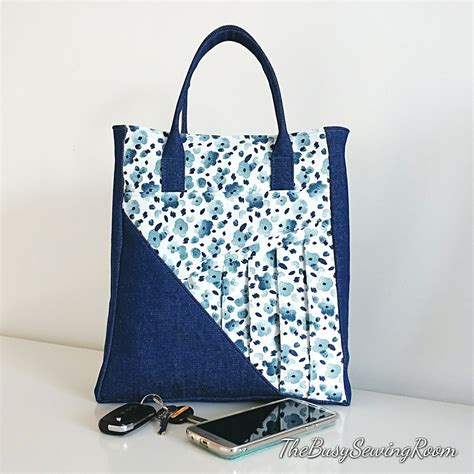 Japanese Style Ladies Tote Bag in Blue Denim and Floral Canvas - Etsy