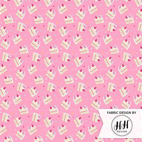 Pink Confetti Cake Fabric by the Yard / Birthday Cake Fabric / - Etsy