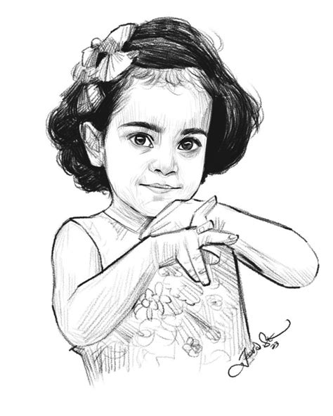 Cute Baby Girl Digital Pencil Sketch 2023Commission Work #digitalart ...