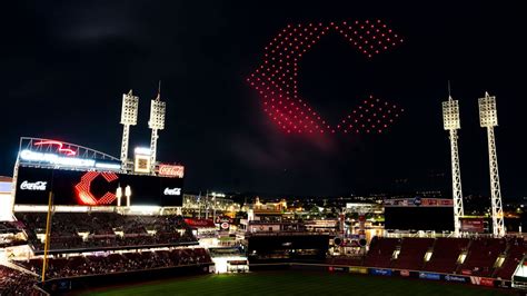 Cincinnati Reds City Connect drone and fireworks show - YouTube