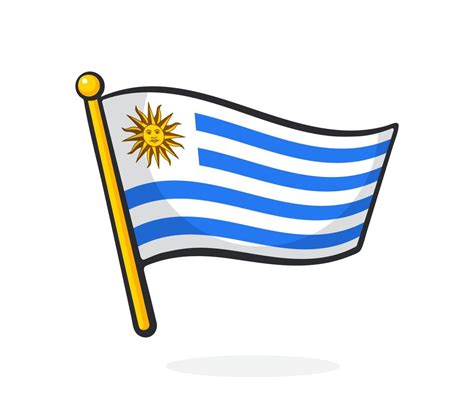 dibujos animados ilustración de bandera de Uruguay en asta de bandera ...