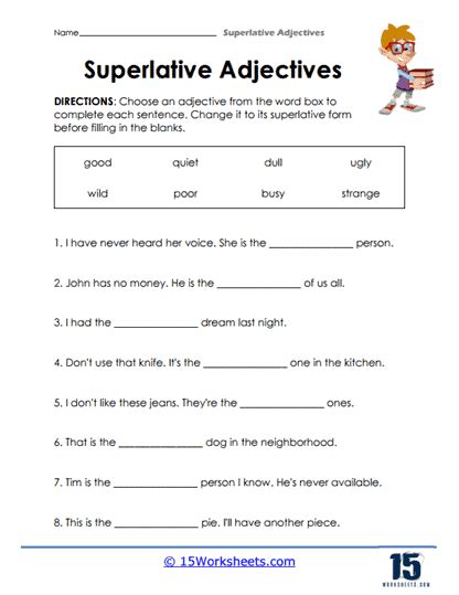 Superlative Adjectives Worksheets - 15 Worksheets.com