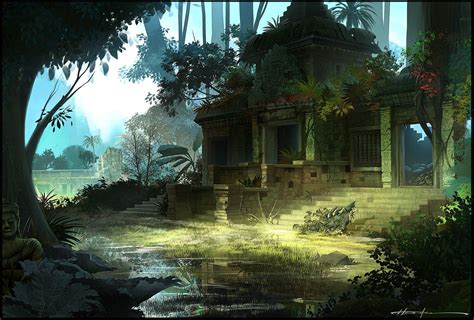 Lost jungle Temple, Hector Ortiz | Jungle temple, Environment painting ...