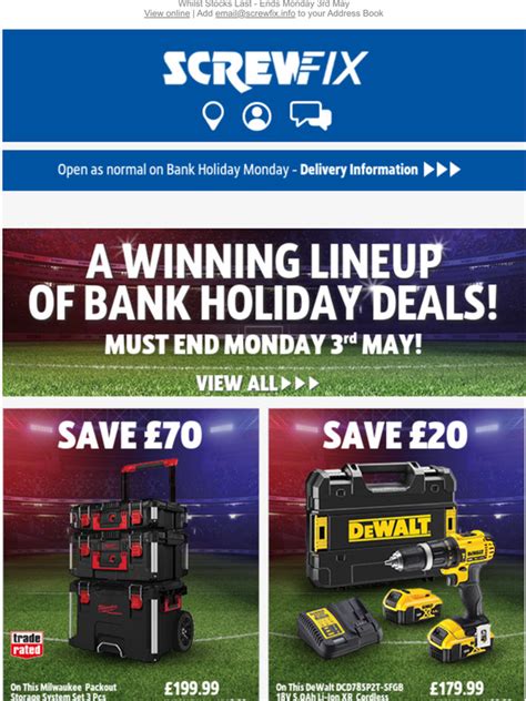 Screwfix: A Winning Lineup of BANK HOLIDAY DEALS Starts TODAY! | Milled