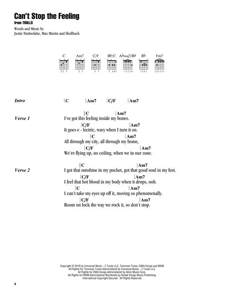 Can't Stop The Feeling by Justin Timberlake - Guitar Chords/Lyrics - Guitar Instructor