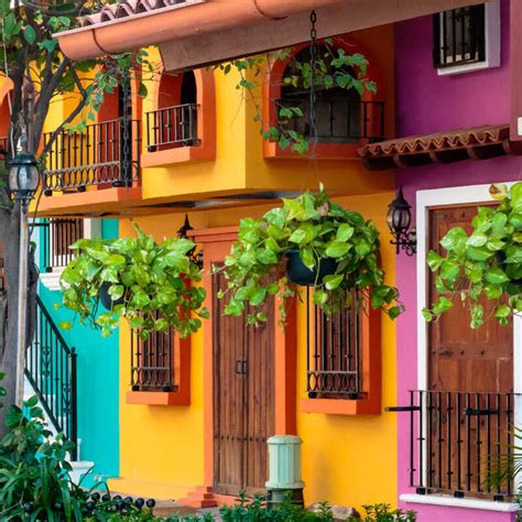 Traditional Houses With A Colorful Facade In Puerto Vallarta, Jalisco ...