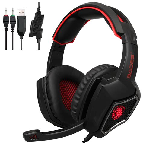 Sades Gaming Headset Stereo Headphone 3.5mm Wired W/Mic For PS4 Xbox PC ...