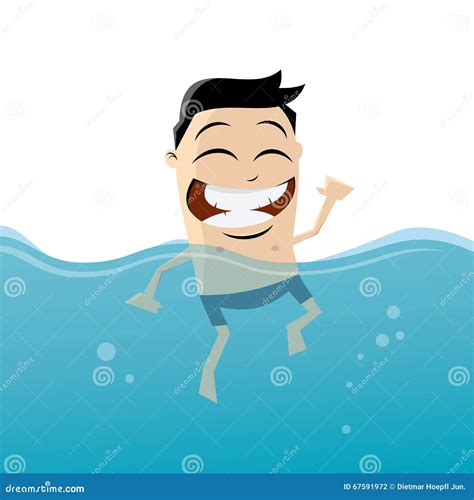 Cartoon man is swimming stock vector. Illustration of vacation - 67591972