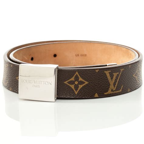 LOUIS VUITTON Monogram Belt w Silver Buckle 35418