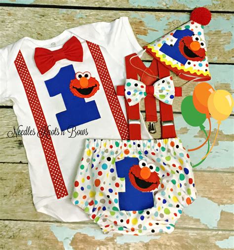 Boys Elmo 1st Birthday Outfit & Cake Smash Outfit – Needles Knots n Bows