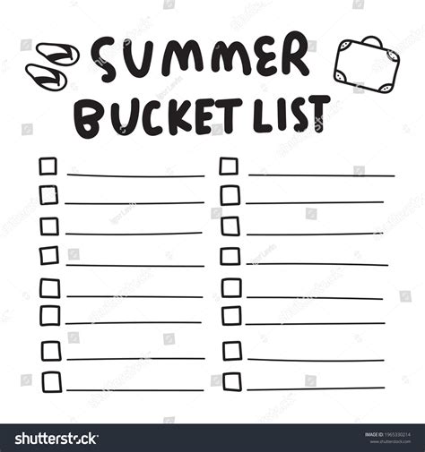 Summer Bucket List Printable Template Hand: เวกเตอร์สต็อก (ปลอดค่า ...