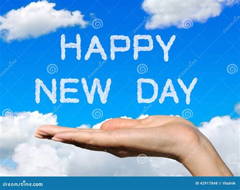 Happy New Day. stock photo. Image of happy, blue, hand - 42917848