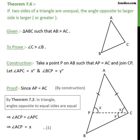 Theorem 7.6 - Class 9 - Angle opposite to larger side is larger.