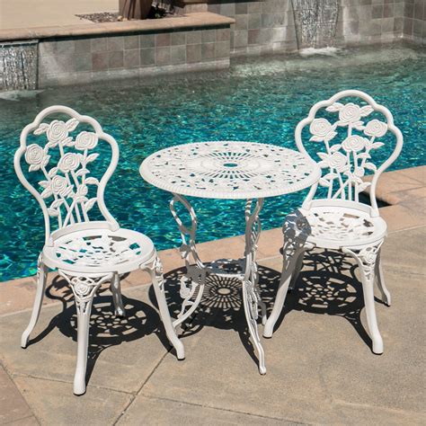 3-Piece White Bistro Sets - Outdoor Patio Bistro Sets