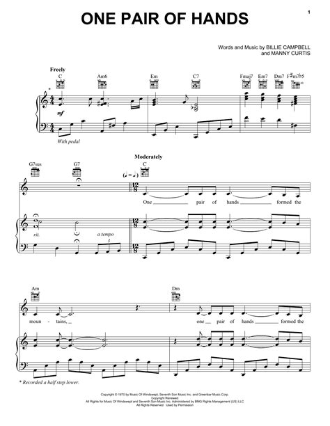 One Pair Of Hands by Carroll Roberson Sheet Music for Piano, Vocal & Guitar Chords (Right-Hand ...