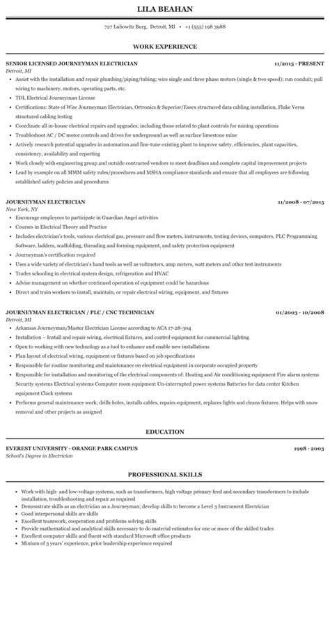 Journeyman Electrician Resume - ucubithunters