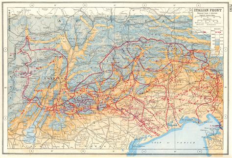 ITALY.Italian Front East;Isonzo Front. First World War 1 battle lines ...