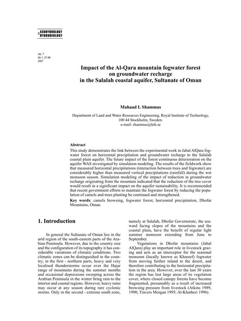 (PDF) Impact of the Al-Qara mountain fogwater forest on groundwater recharge in the Salalah ...