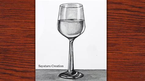 How to draw a glass of drink with pencil sketch, Realistic glass drawing