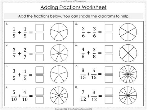 Adding and Subtracting Fractions - Worksheet | Maths Year 3