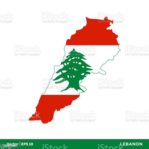 Lebanon Asia Countries Map And Flag Icon Vector Logo Template ...