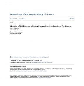 Models of Mill Creek Midden Formation- Implications for Future Re