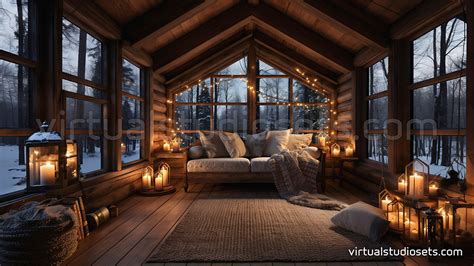 Christmas Cabin Virtual Set Background | Virtual Studio Sets