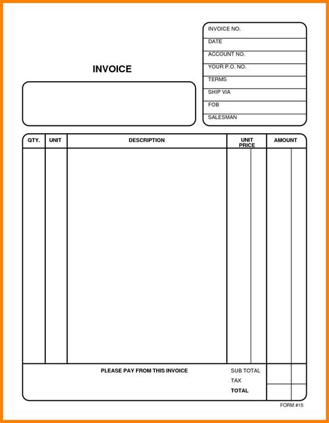 Free Word Printable Invoice Template Uk Blank Sheet Templates Sample ...