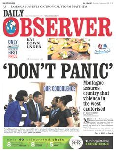 Jamaica Observer - Today's Front Page - JamaicaObserver.com Don't Panic, Condolences, Tropical, Life