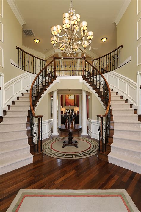 Double Staircase Foyer House Plans : Main entry foyer with double sided staircase. - Just Call Me