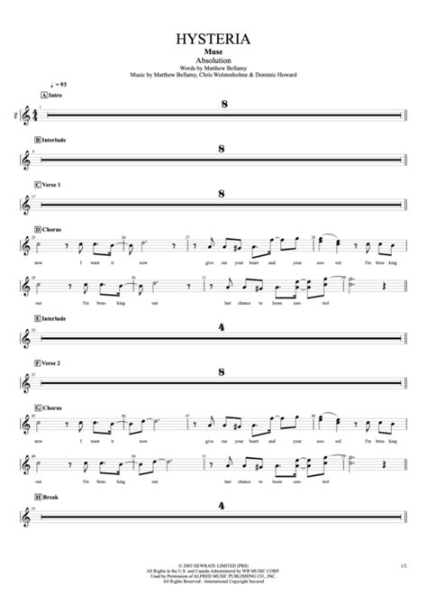 Hysteria Tab by Muse (Guitar Pro) - Full Score | mySongBook