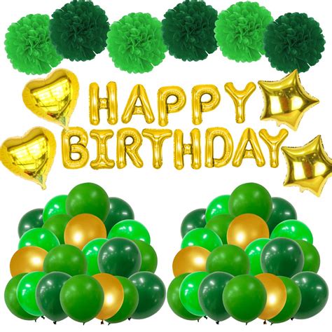 Buy Green Balloons,Green Birthday Party Decorations Happy Birthday Balloons Green and Gold for ...