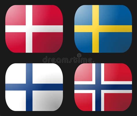 Denmark Finland Norway Sweden Flags Stock Illustration - Illustration ...