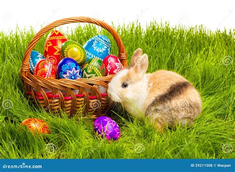 Easter Egg And Bunny In Basket Royalty Free Stock Photos - Image: 29211508