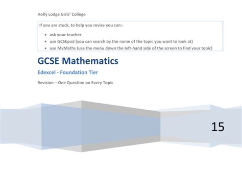 Maths Foundation Tier – Questions