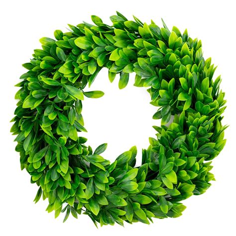 Artificial Boxwood Wreath Schefflera Green Wreath 17 inch Front Door Indoor Wall Window Wedding ...