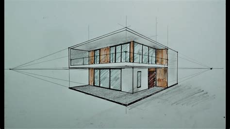 architectural - How To Draw Modern House in 2 Point Perspective #31 - YouTube