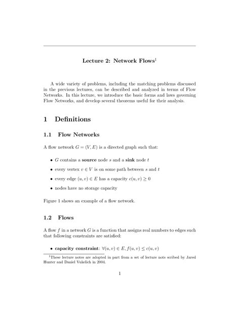 Network Flows - Advanced Algorithms - Lecture Notes - Docsity