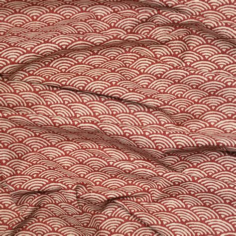 Japanese import new cotton quilting fabric - red-orange waves