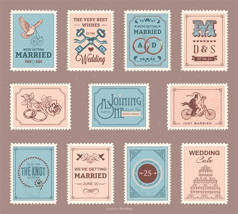 Vintage Wedding Stamp Vector Set 194891 Vector Art at Vecteezy