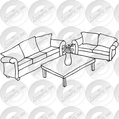 Living Room Outline for Classroom / Therapy Use - Great Living Room Clipart